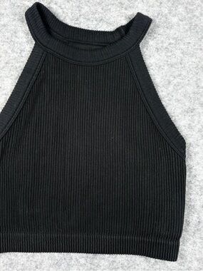 Real Good Aerie Black Ribbed Halter Crop Top
